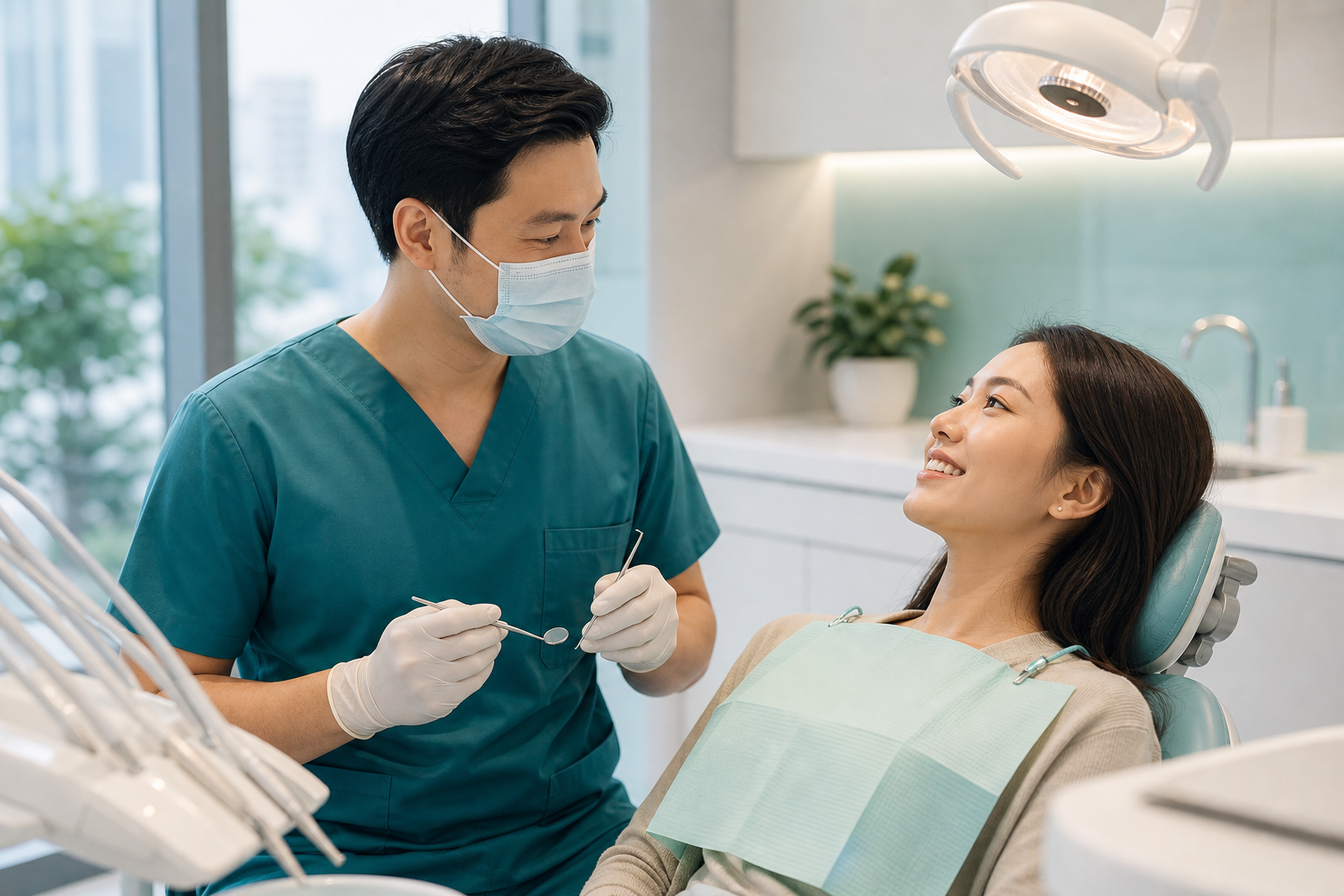 Dentist preparing for a gentle routine check-up